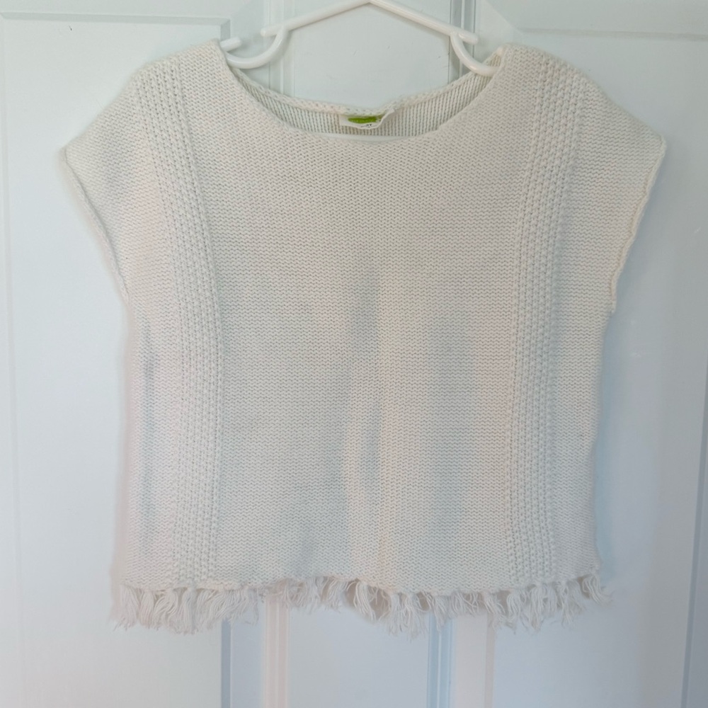 Adorable White Knit Toddler Girl Fringe Sweater - Size 3t